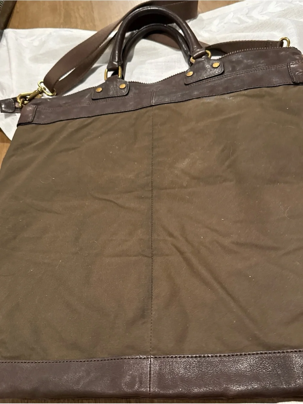 POLO Ralph Lauren Canvas & Leather Messenger Bag Olive 1967 Rare Field Bag Vint